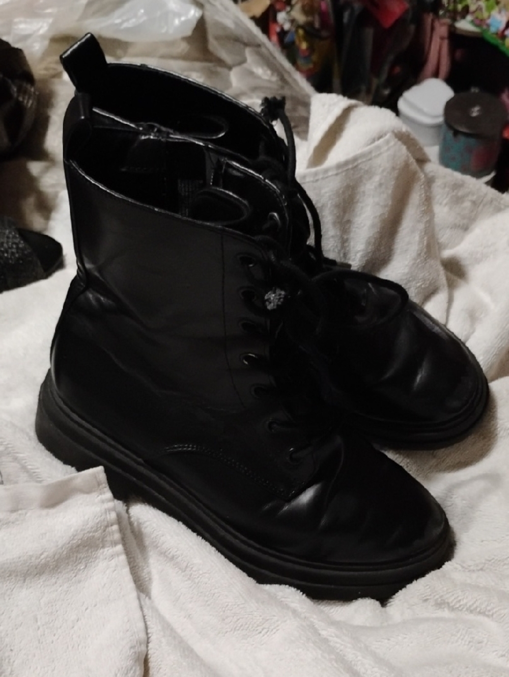 Women's Black Lace-Up Ankle Boots - Sleek Everyday Combat Style